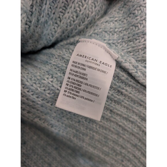 American Eagle Light Blue Crewneck Raglan Sleeve Knit Sweater Women's Size XS - Picture 11 of 11